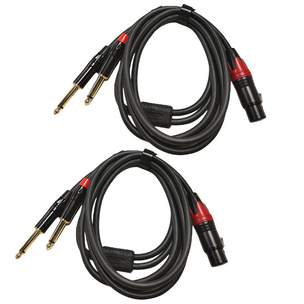 2X XLR Female to Dual 1/4" TS Mono Y Splitter Microphone Cable (3.3/6.6ft)