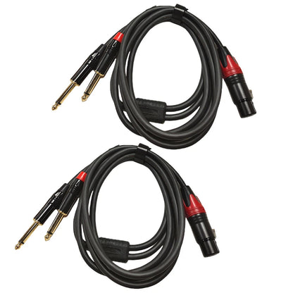 2X XLR Female to Dual 1/4" TS Mono Y Splitter Microphone Cable (3.3/6.6ft)