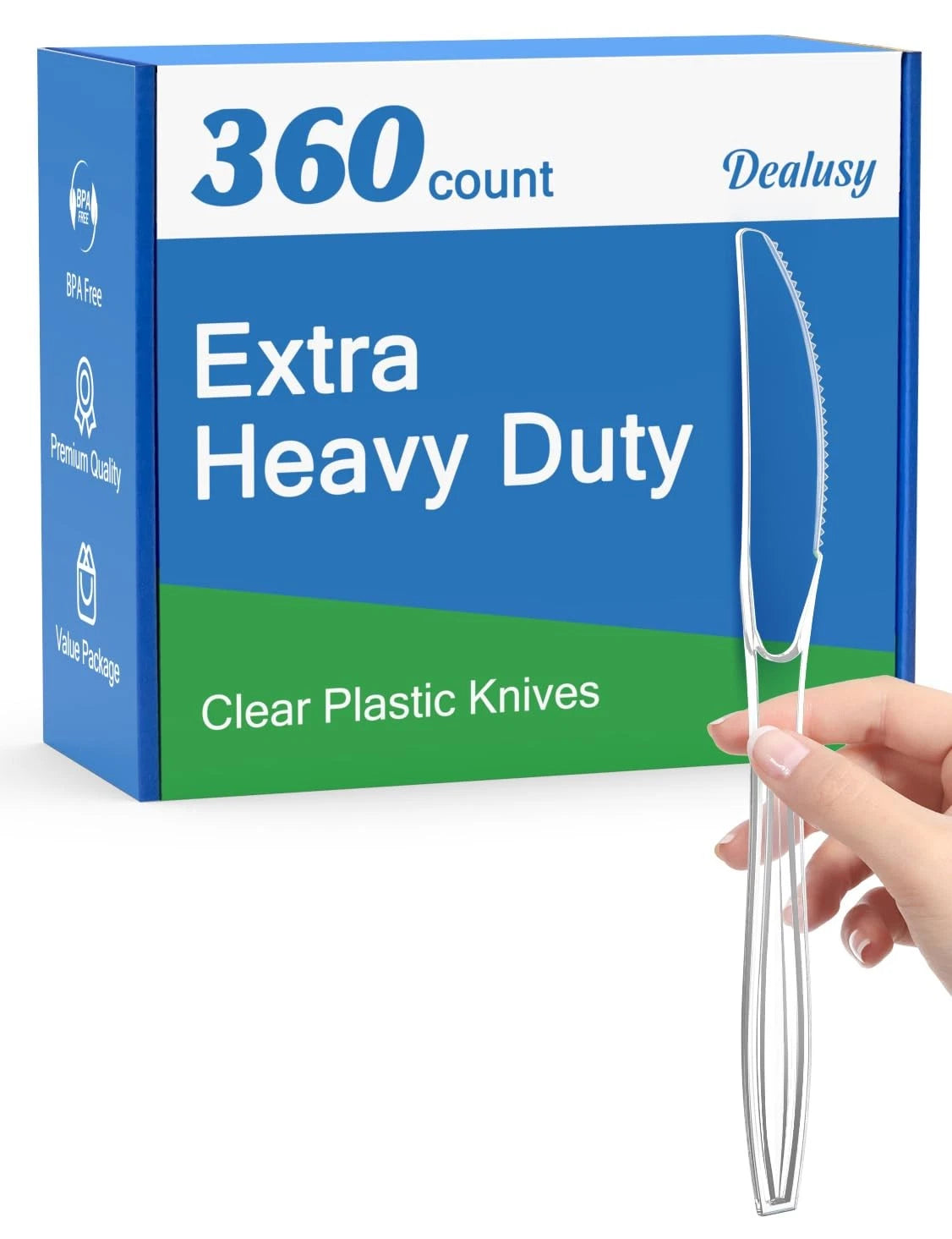 360 Count Extra Heavy Duty Clear Plastic Knives for Standard Use