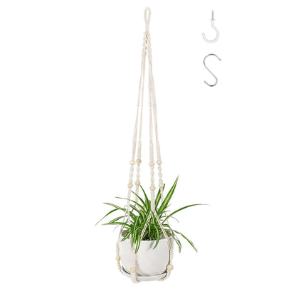 43 Inch Macrame Plant Hanger for Indoor Use (Large, Ivory)
