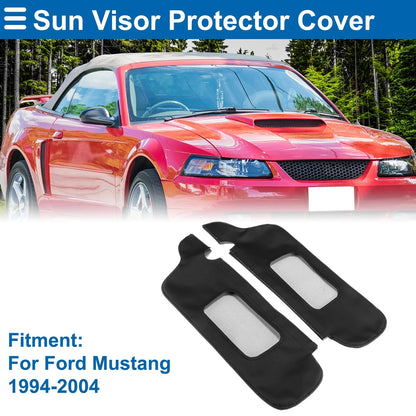 Sun Visor Cover Set for Ford Mustang (1994–2004) Left Right Side Leather Black