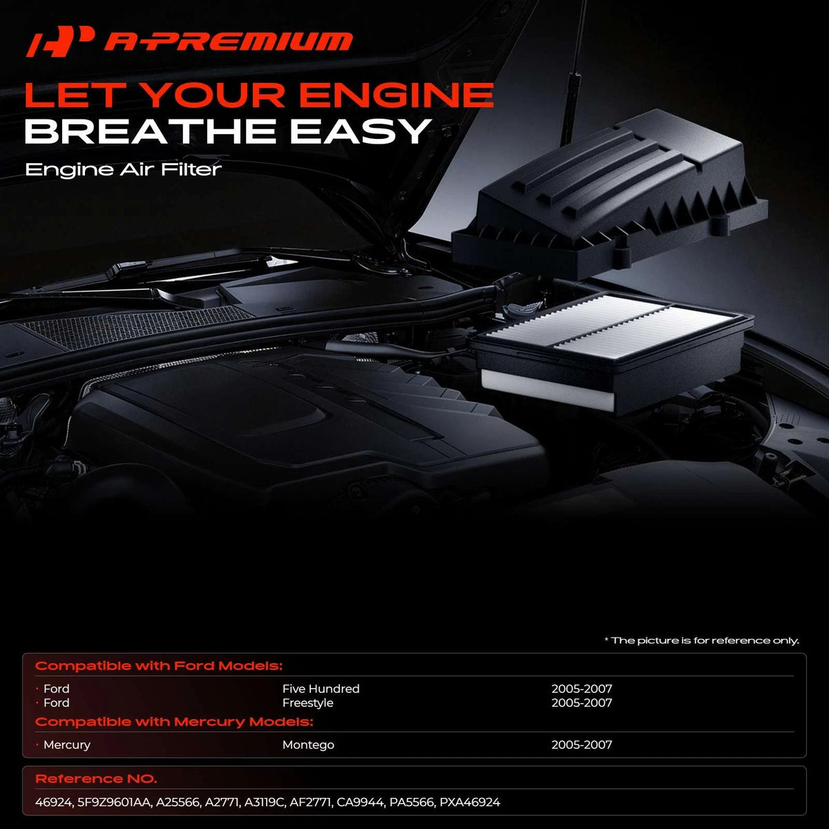2X Engine Air Filter for Ford Five Hundred Freestyle (2005–2007) AF2771 A2771