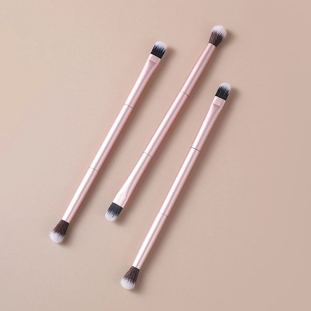 Set of 2 Pink Dual Ended Makeup Brushes for Eye Blending and Face Definition