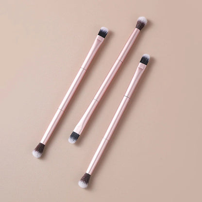 Set of 2 Pink Dual Ended Makeup Brushes for Eye Blending and Face Definition