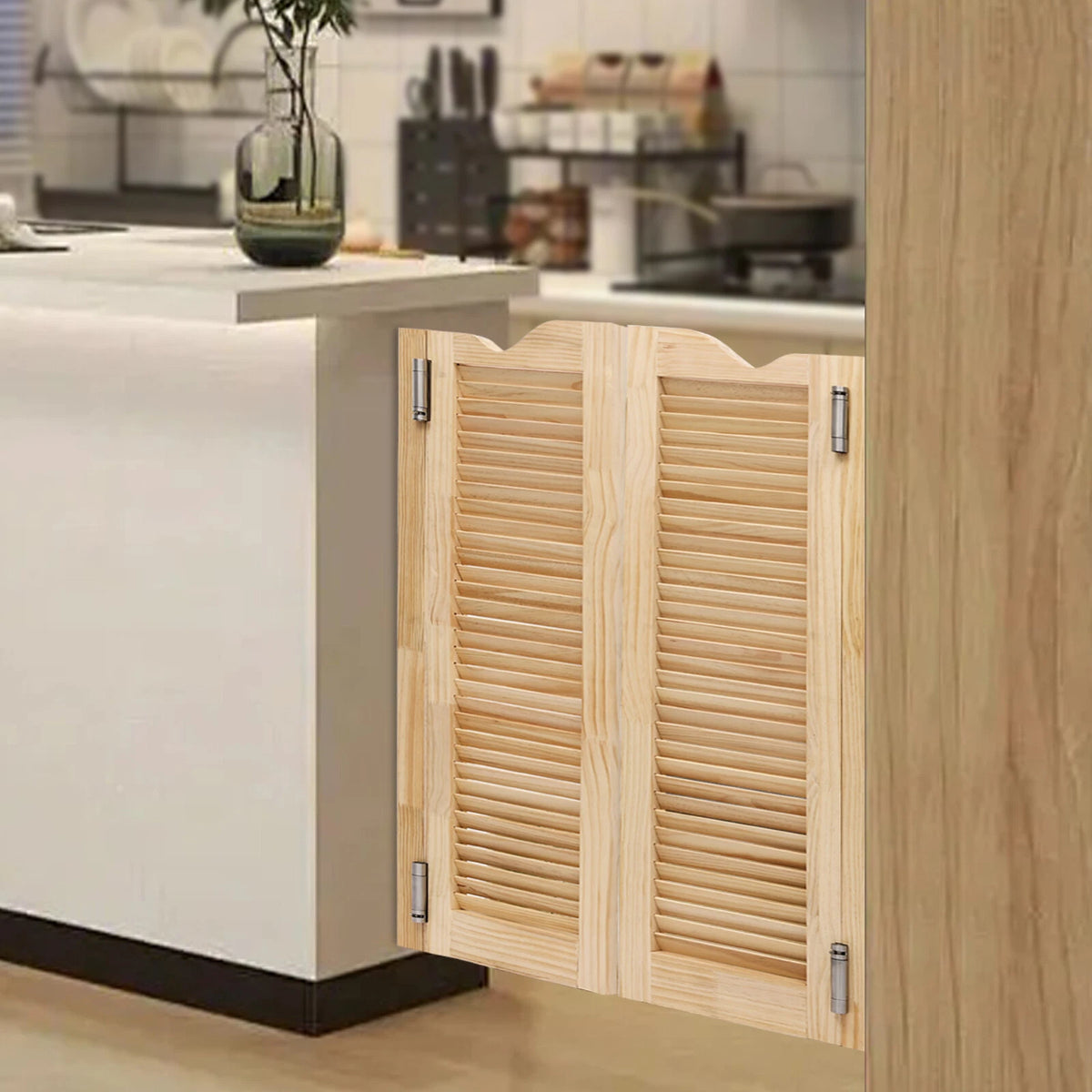 Double Half Door for Wood Color Swinging Door