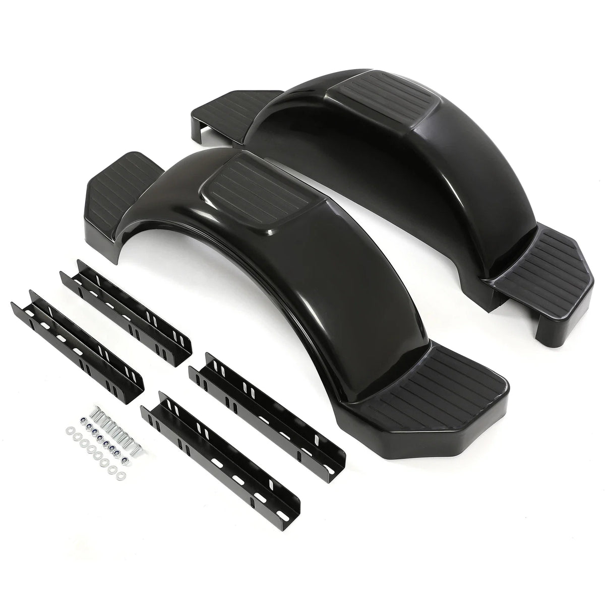 Set of 2 Glossy Black Single Axle Trailer Fenders for 13" Wheels