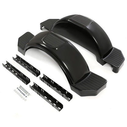 Set of 2 Glossy Black Single Axle Trailer Fenders for 13" Wheels