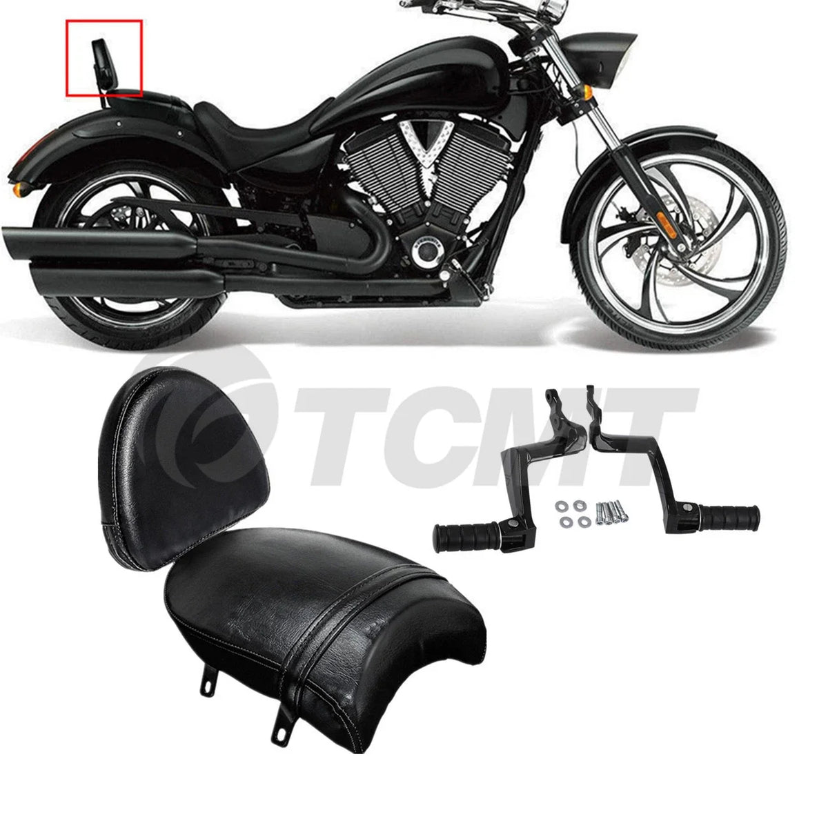 Sissy Bar Backrest & Foot Pegs for Victory Gunner Vegas (2014–2017)