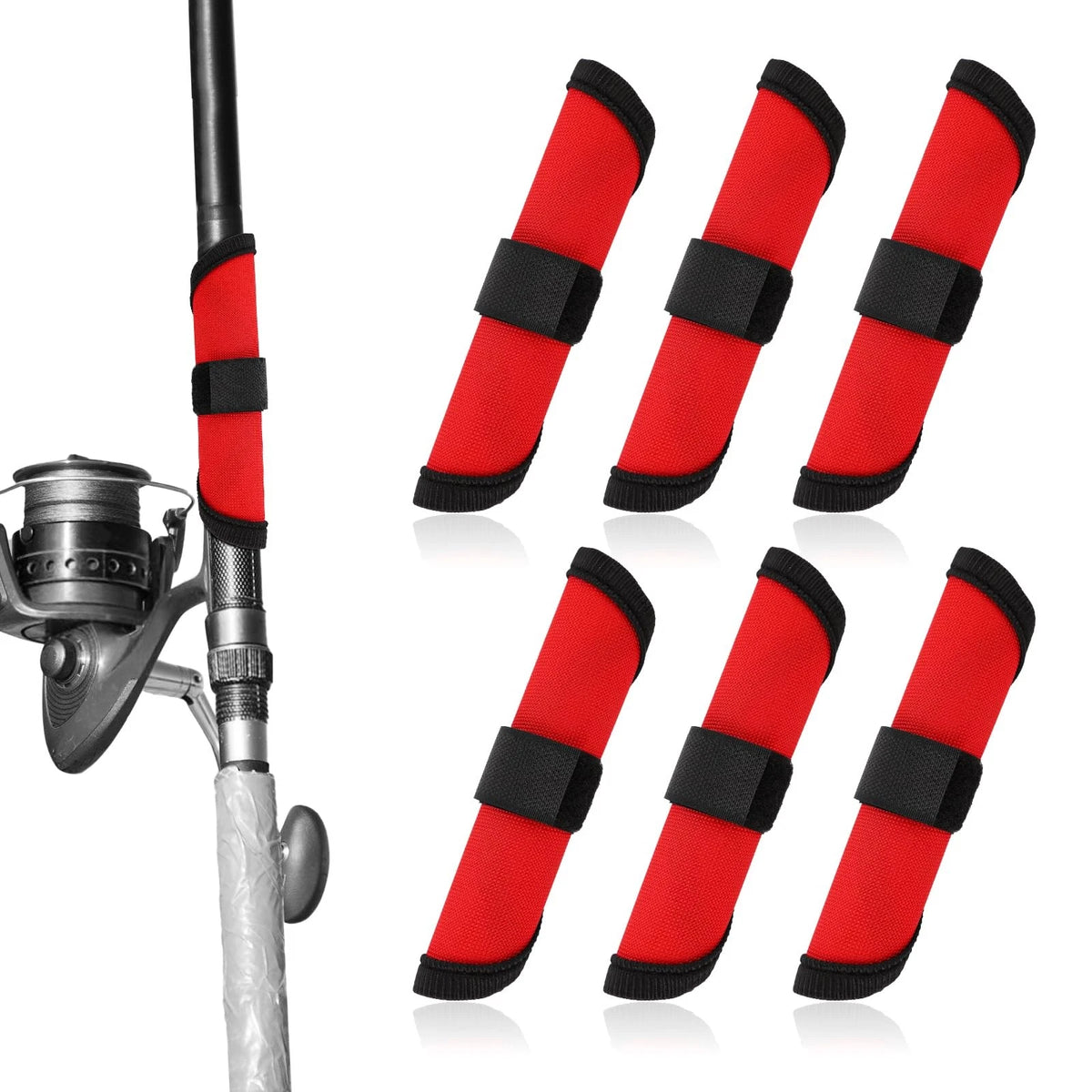 Set of 6 Lure Wraps for Fishing Covers 5.9 Inch Red