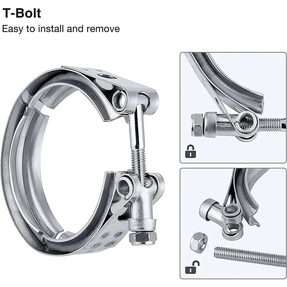 2.5" Stainless Steel V-Band Turbo Pipe Exhaust Clamp for Universal (All Years)