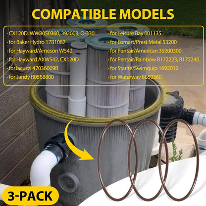 3-Pack O-Rings for Pentair Pool Spa Chlorinator Chemical Feeder