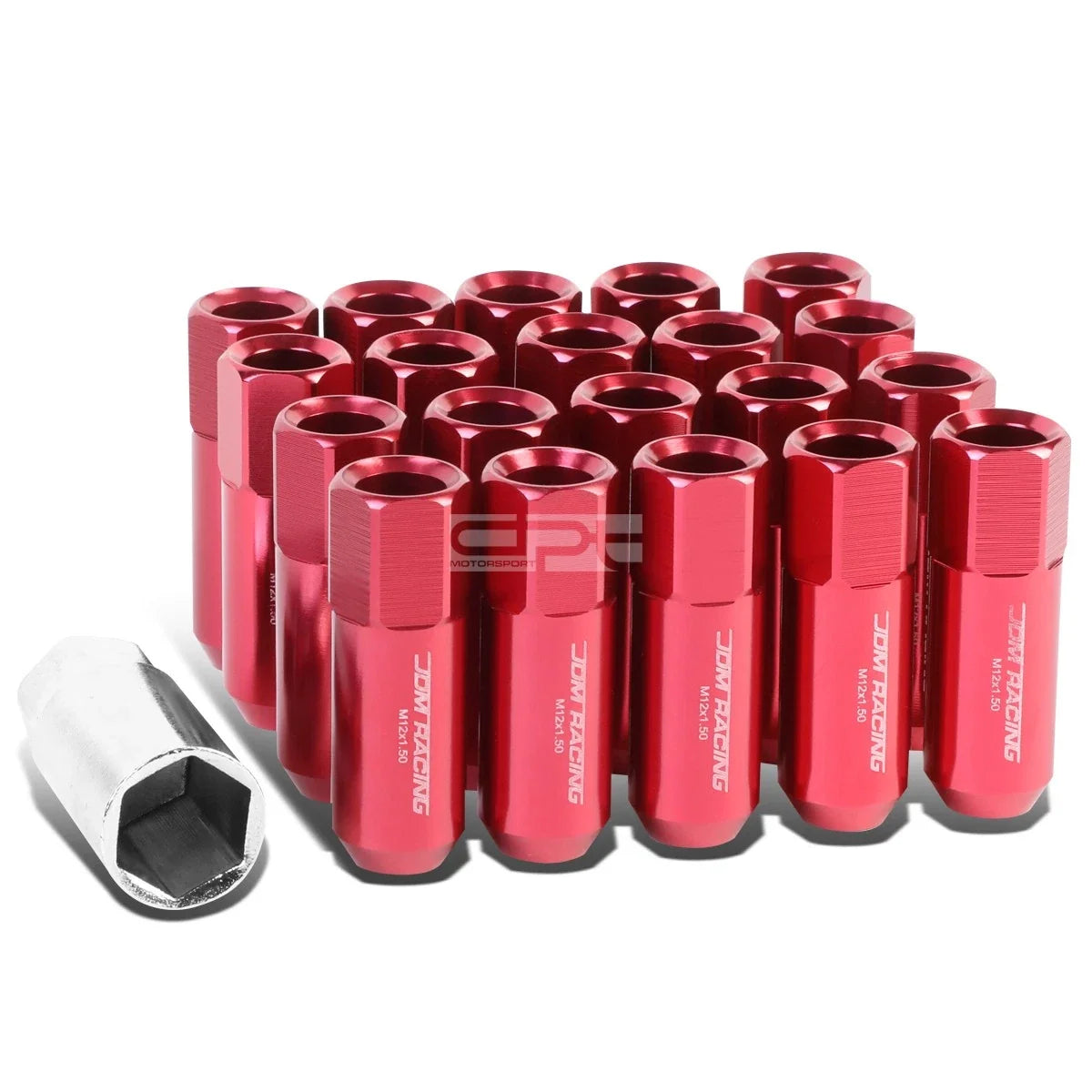 Set of 20 Red 60mm Anodized Wheel Lug Nuts + Adapter Key for Camry/Celica/Corolla