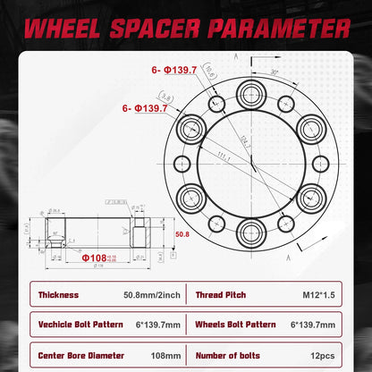 2" Wheel Spacers for Toyota 4Runner Tacoma FJ Cruiser (2005–2024)