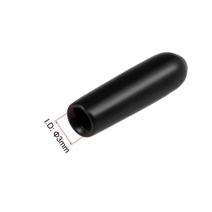 100pcs Rubber End Caps for Round Tube 3mm ID (Black)