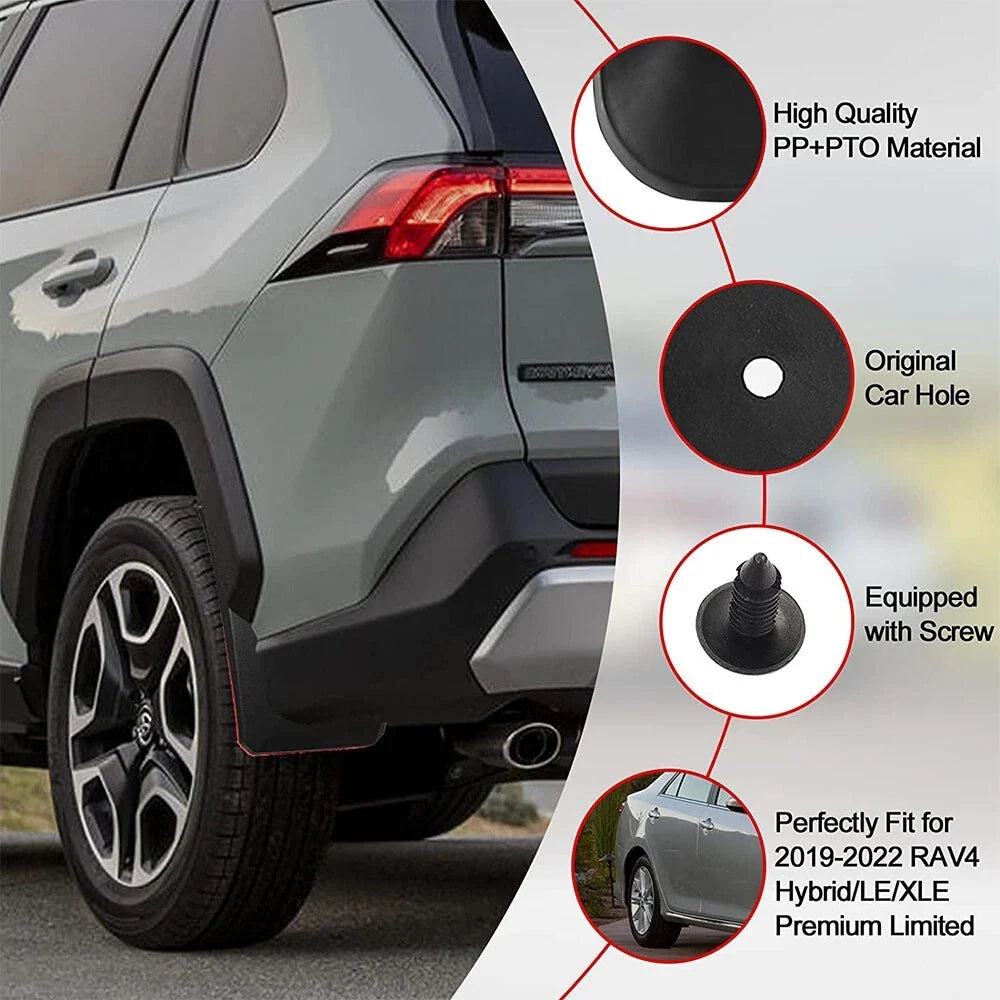 Front and Rear Mud Flaps Splash Guards Set of 4 for Toyota RAV4 (2019–2022)