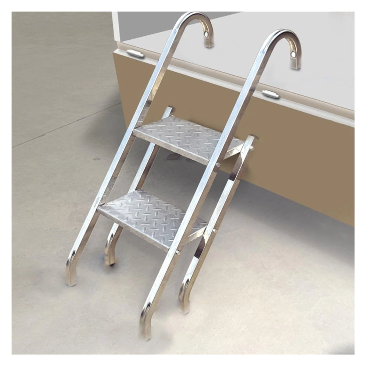 2-Level Heavy-Duty Aluminum Step Ladder for Portable Climbing (No Part Numbers)