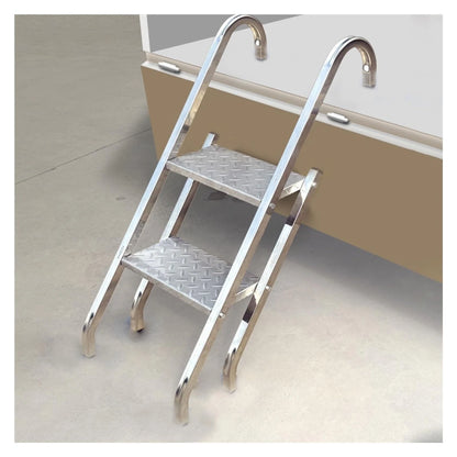 2-Level Heavy-Duty Aluminum Step Ladder for Portable Climbing (No Part Numbers)