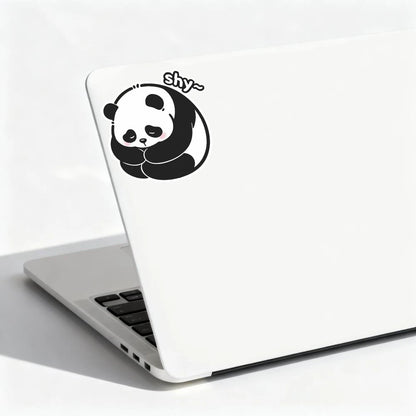 Vinyl Sticker Panda Shy Cute for Car Window, Laptop, Bottle, Tumbler, Skateboard