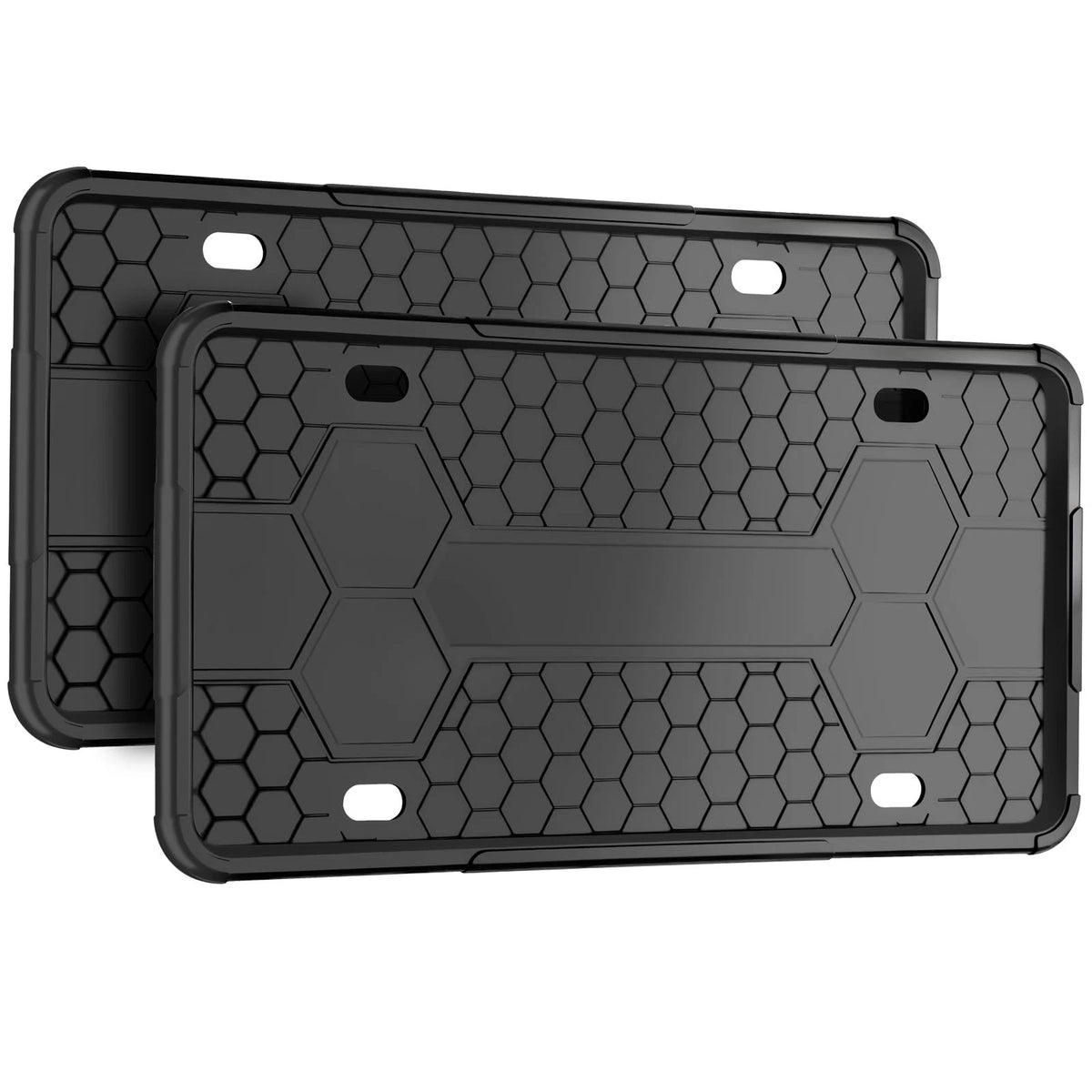 2X Matte Black Silicone License Plate Frames for Universal Fit