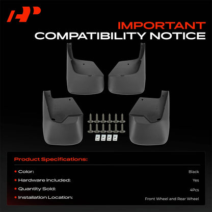 Set of 4 Splash Guards Mud Flaps for Chevrolet Trailblazer (2002–2009) 12497726, 12497609