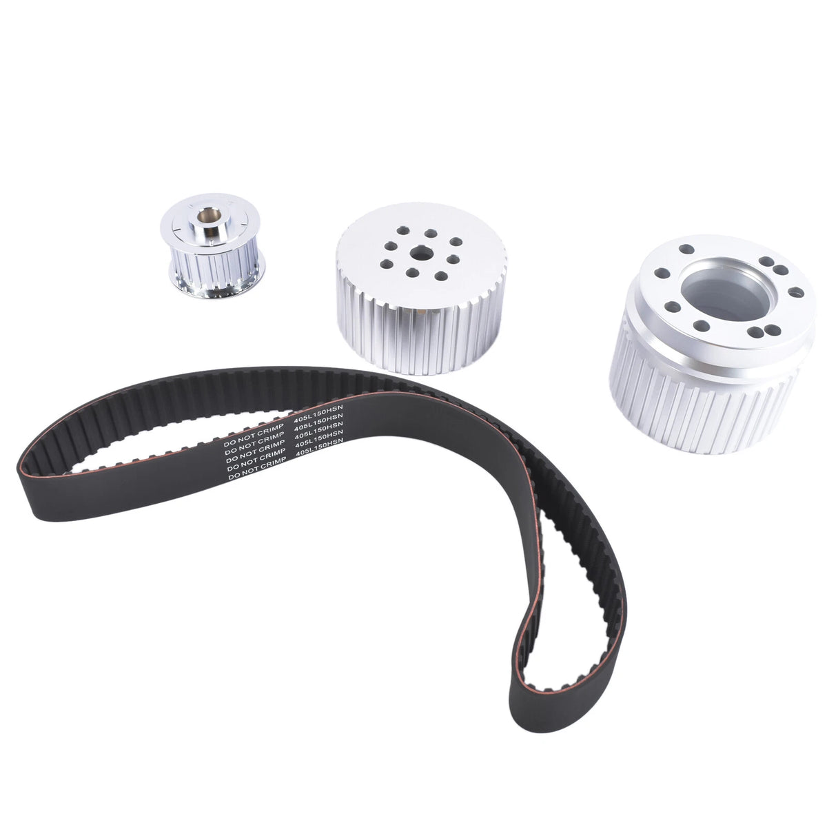 Billet Aluminum Belt Drive Pulley Kit for Small Block Chevy 283-400 (SBC 283-400 Long Water Pump)