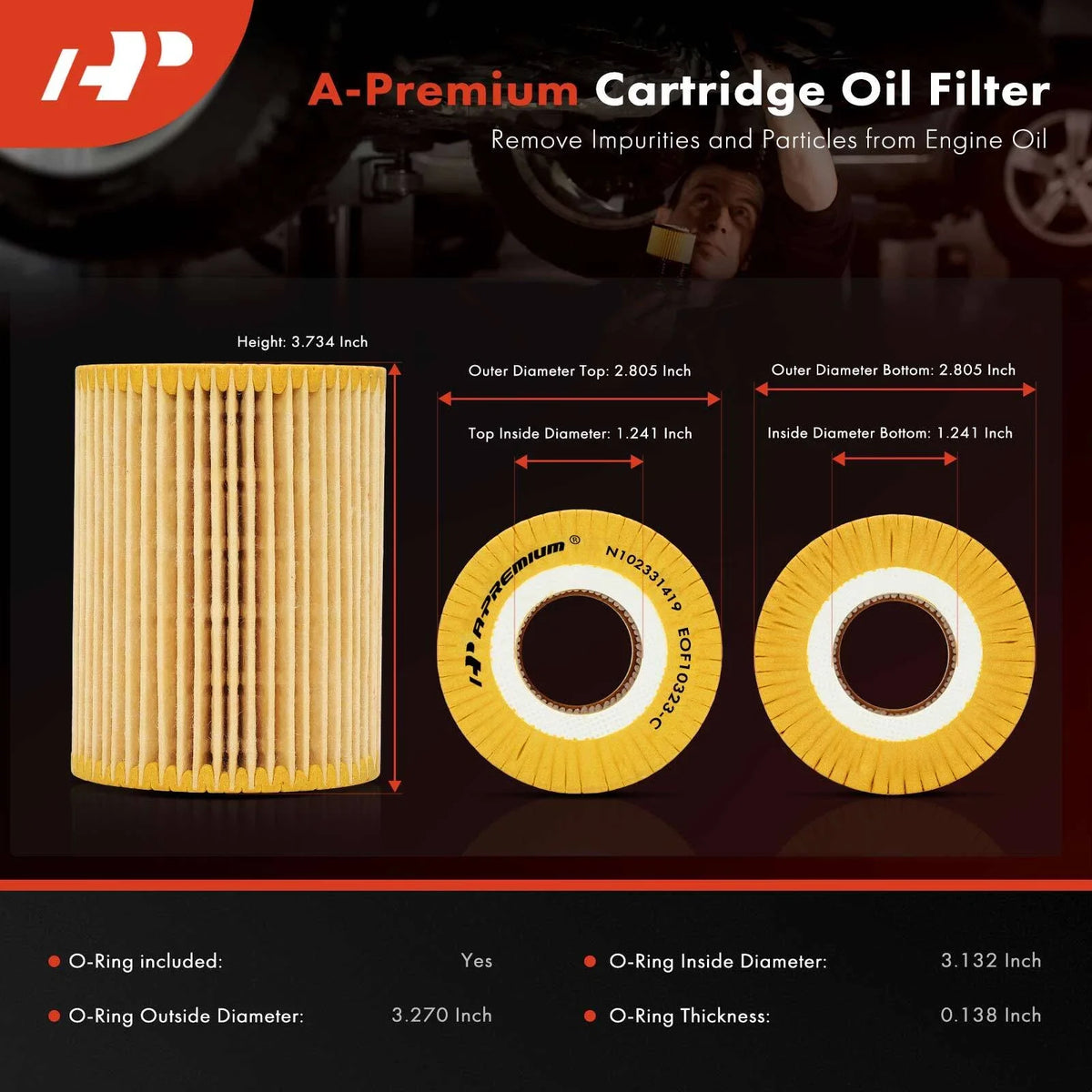 Set of 4 Engine Oil Filters for Jeep Grand Cherokee (2007–2009)