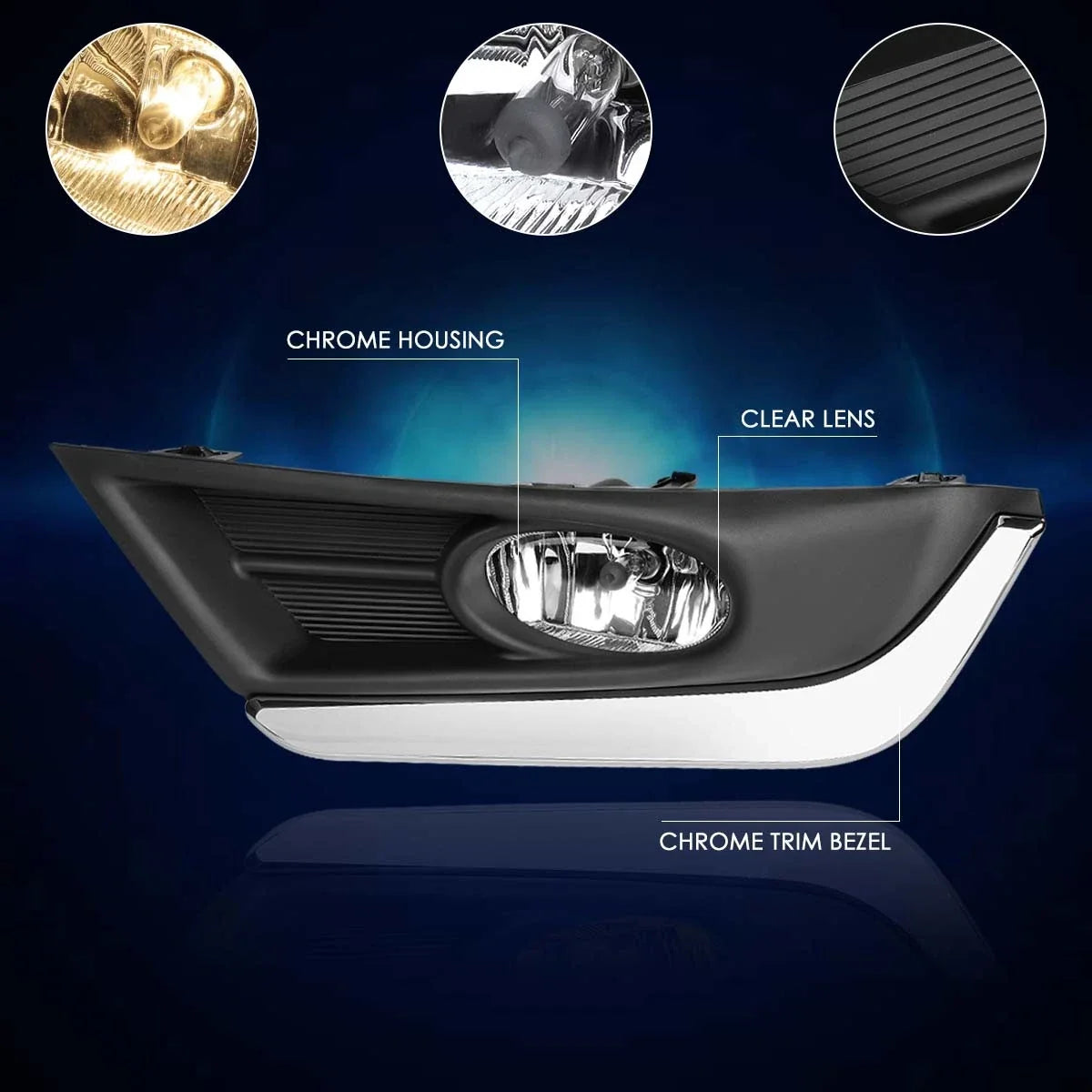 Clear Lens Fog Lights with Chrome Bezel & Switch for Honda CR-V (2017–2018)