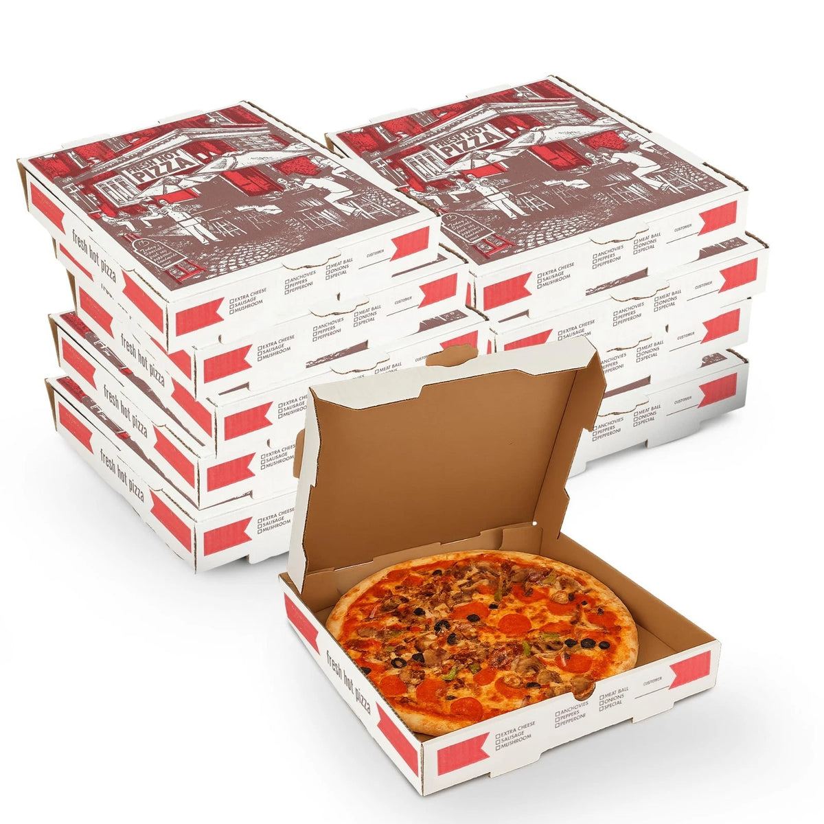 Pack of 50 Pizza Boxes 14" x 14" x 2" for Takeout and Delivery