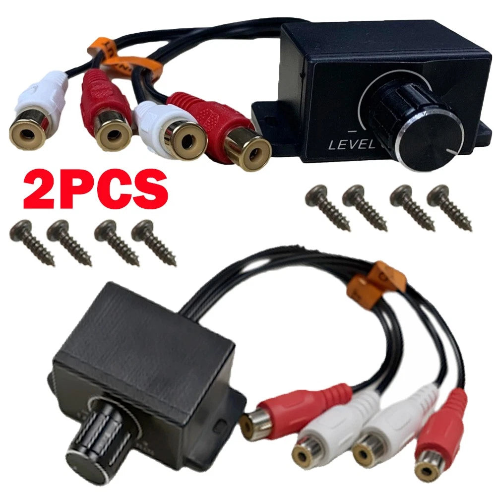 2Pcs Universal Car Audio Amplifier RCA Level Controller Volume Knob