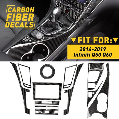 11X Carbon Fiber Decals for Infiniti Q50 Q60 (2014–2019) Inside Trim V