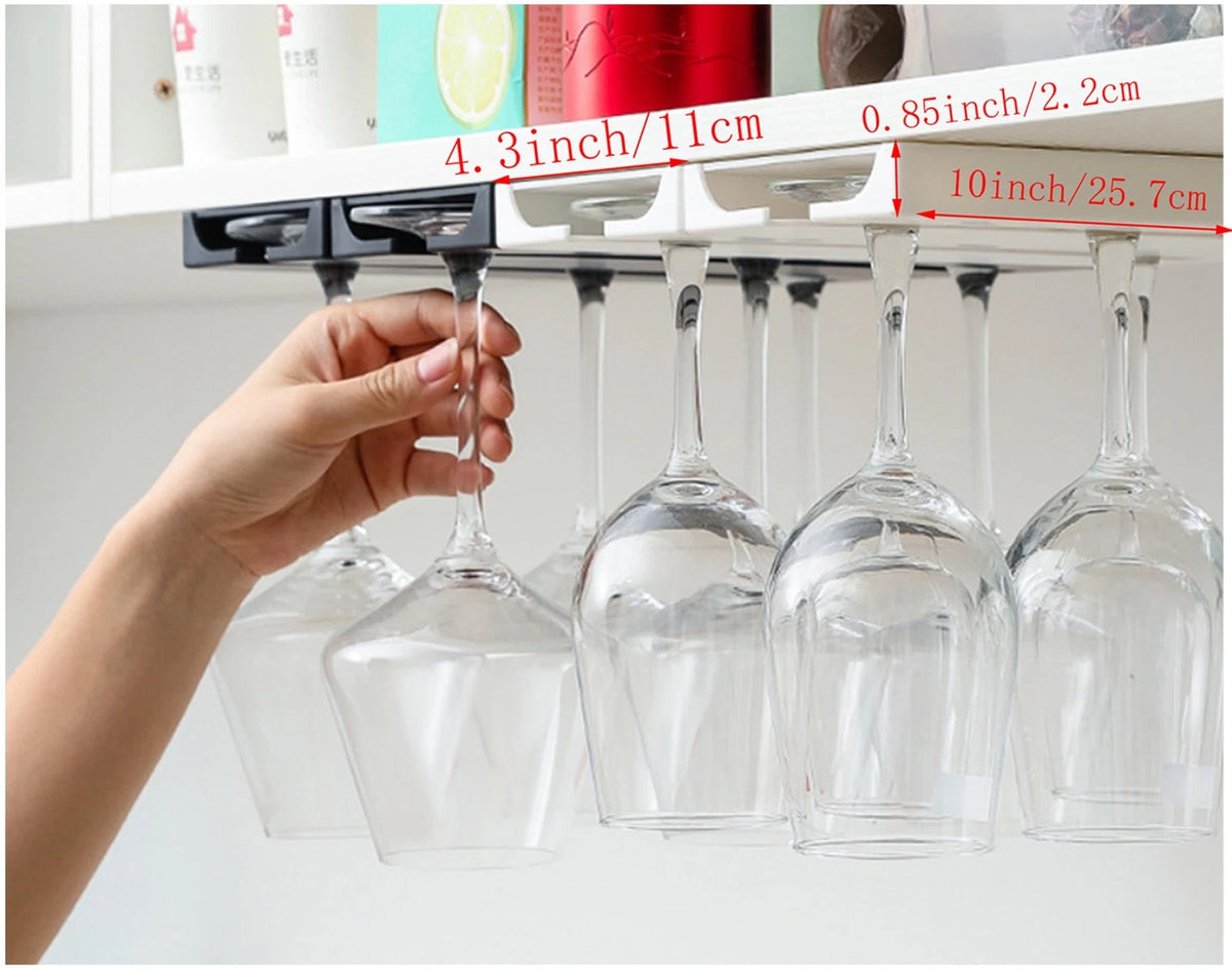 4X Under Shelf Cabinet Wine Glass Holder Rack
