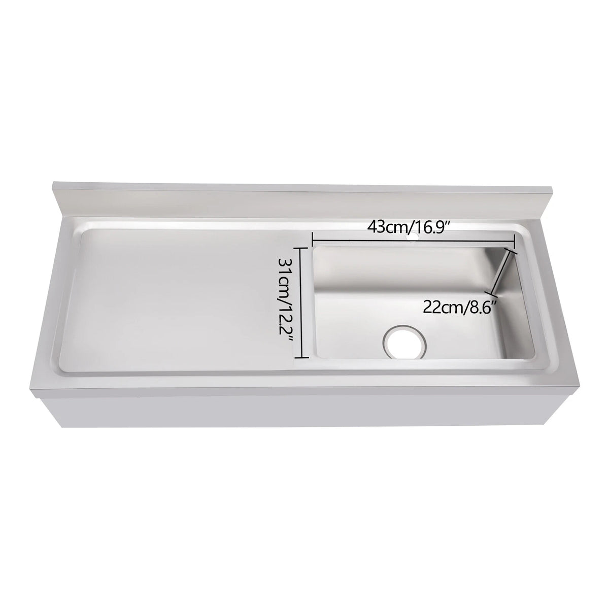 Freestanding Single Bowl Kitchen Sink with Faucet & Drainboard