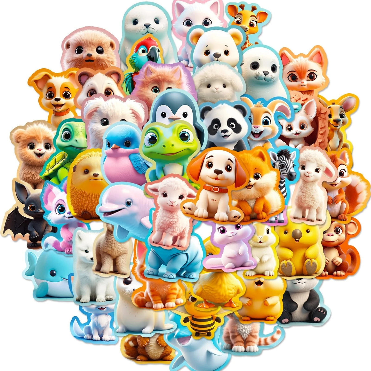 100PCS Cute Animal Stickers for Water Bottles - Waterproof Vinyl
