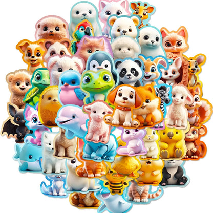 100PCS Cute Animal Stickers for Water Bottles - Waterproof Vinyl