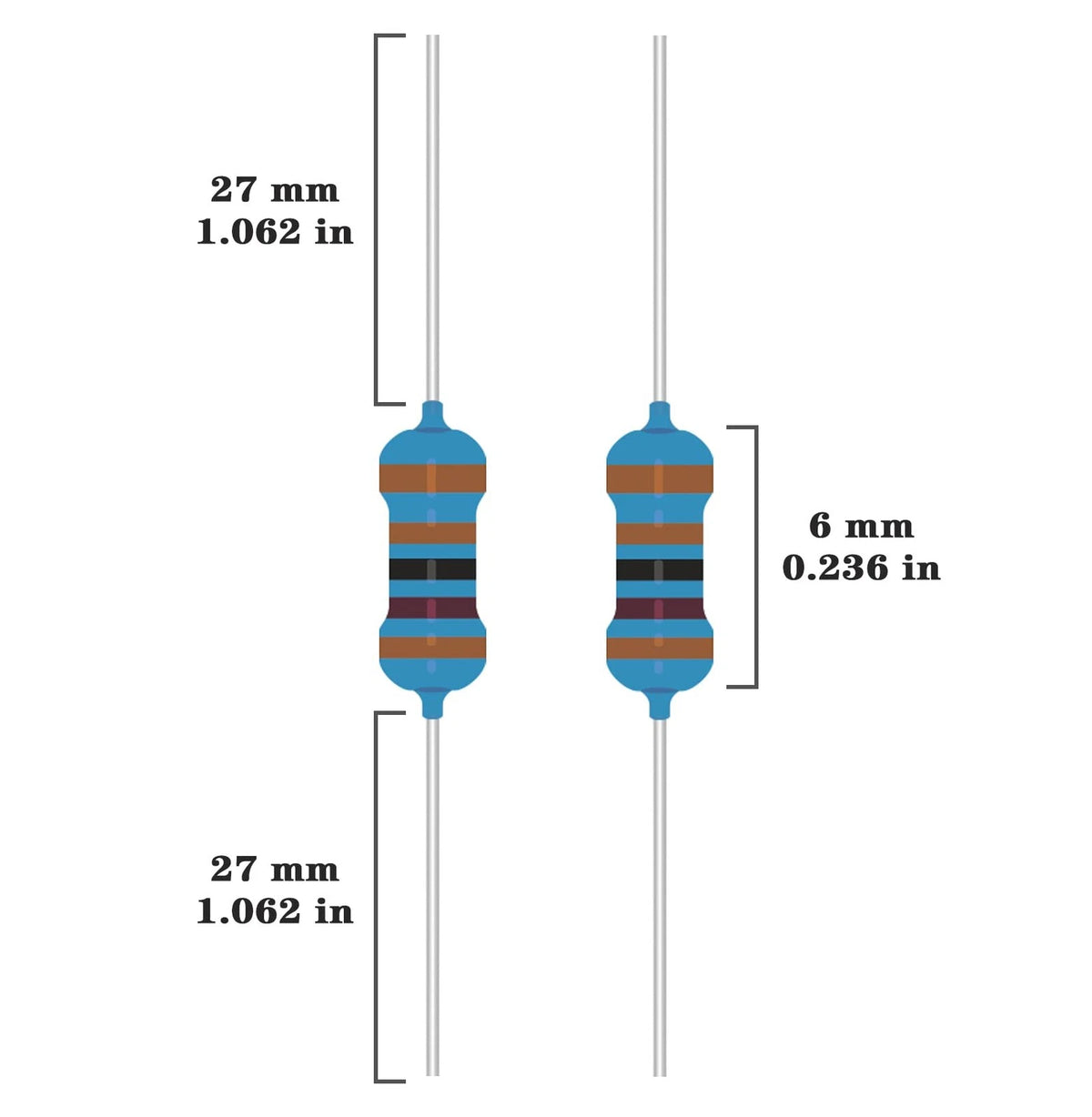 Metal Film Resistors Assortment Kit 50 Values 1/4W 1% Tolerance