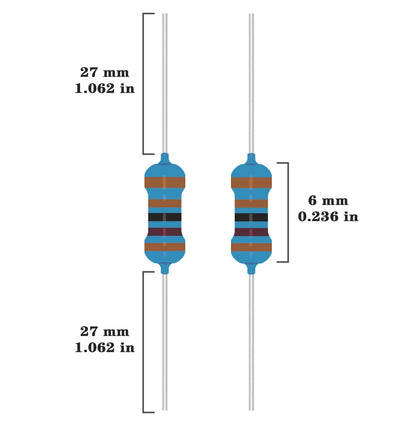Metal Film Resistors Assortment Kit 50 Values 1/4W 1% Tolerance