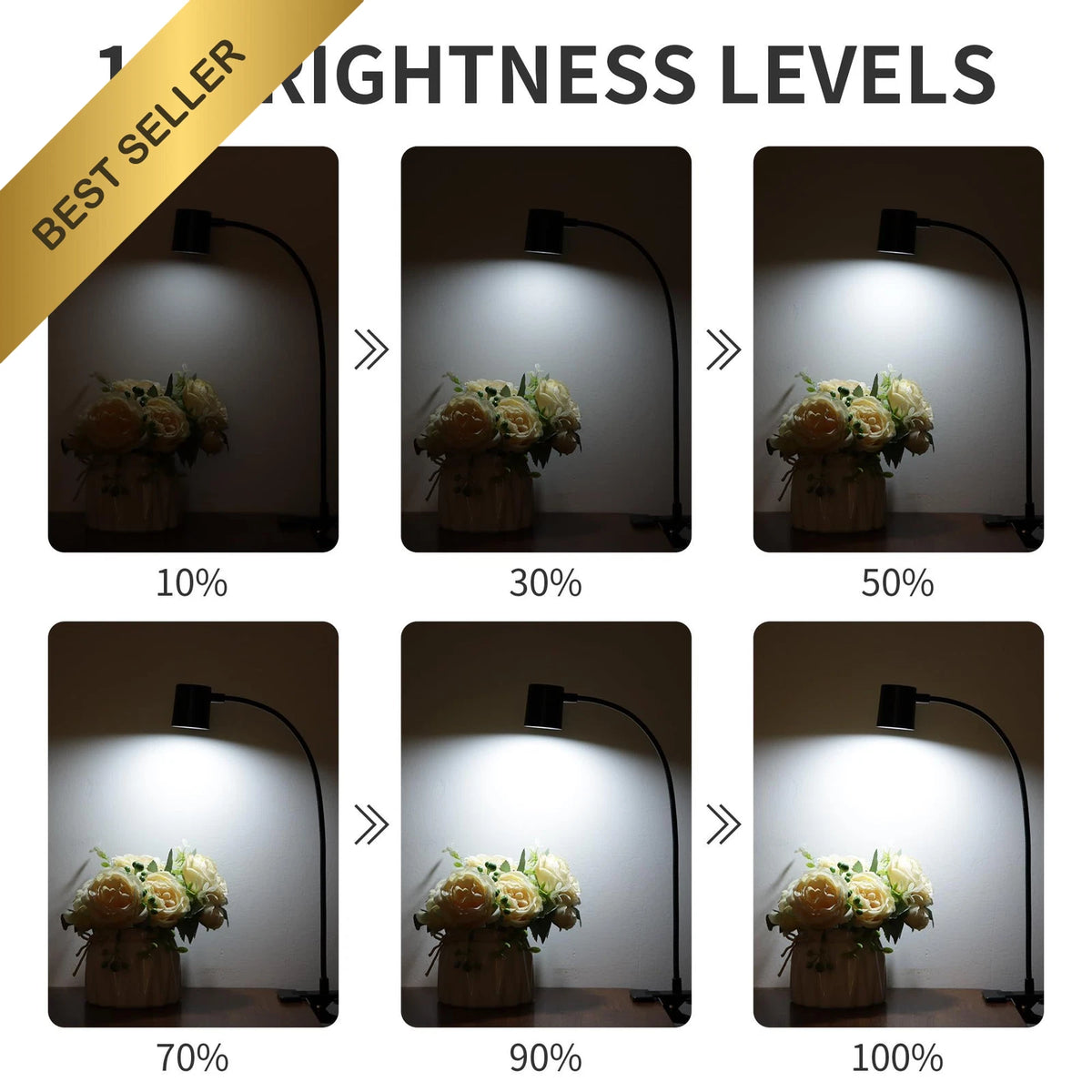 LED Desk Lamp for Dott Arts (USB Clip On, 3 Colors, 10 Brightness Levels)