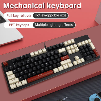 104-Key Wired Mechanical Gaming Keyboard Blue Switch for PC (W003-C036-BLK)