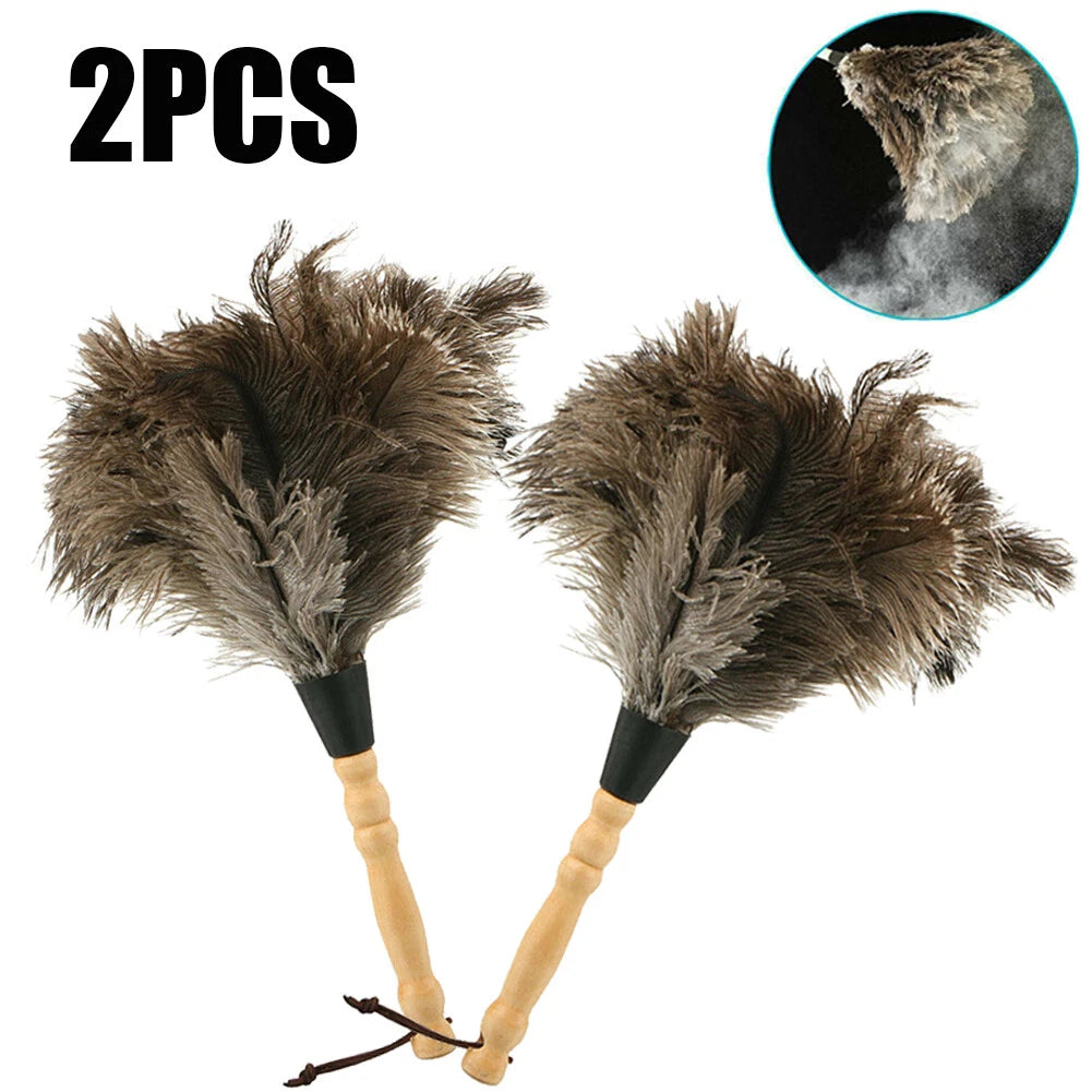 2X 13-Inch Ostrich Feather Duster for Cleaning Tool