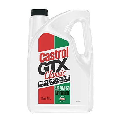 5 Quarts Castrol GTX Classic 20W-50 Motor Oil for Classic Vehicles