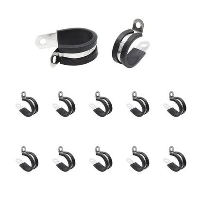 Set of 12 Cable Clamps for Various Applications (1 inch, Stainless, Black)