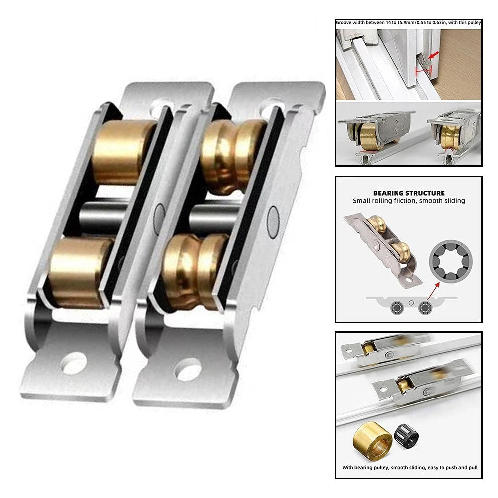 Pack of 4 Sliding Glass Door Rollers Stainless Steel Copper