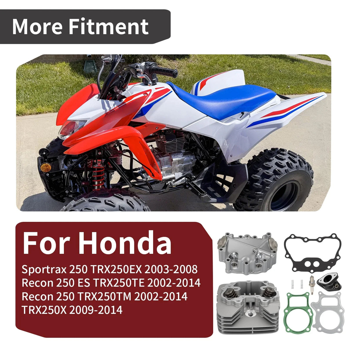 Cylinder Head & Cover Kit for Honda Sportrax 250 TRX250EX (2003–2008)