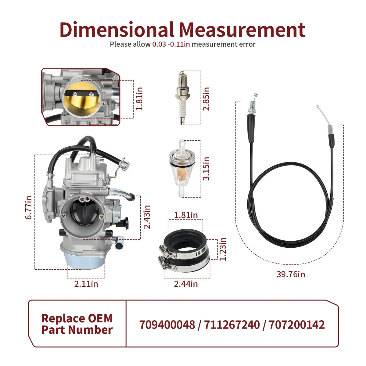 Carburetor with Throttle Cable for Can-Am DS650 (2000–2007) 707200142, 709400048, 711267240