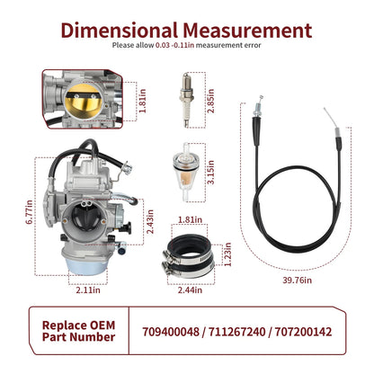 Carburetor with Throttle Cable for Can-Am DS650 (2000–2007) 707200142, 709400048, 711267240