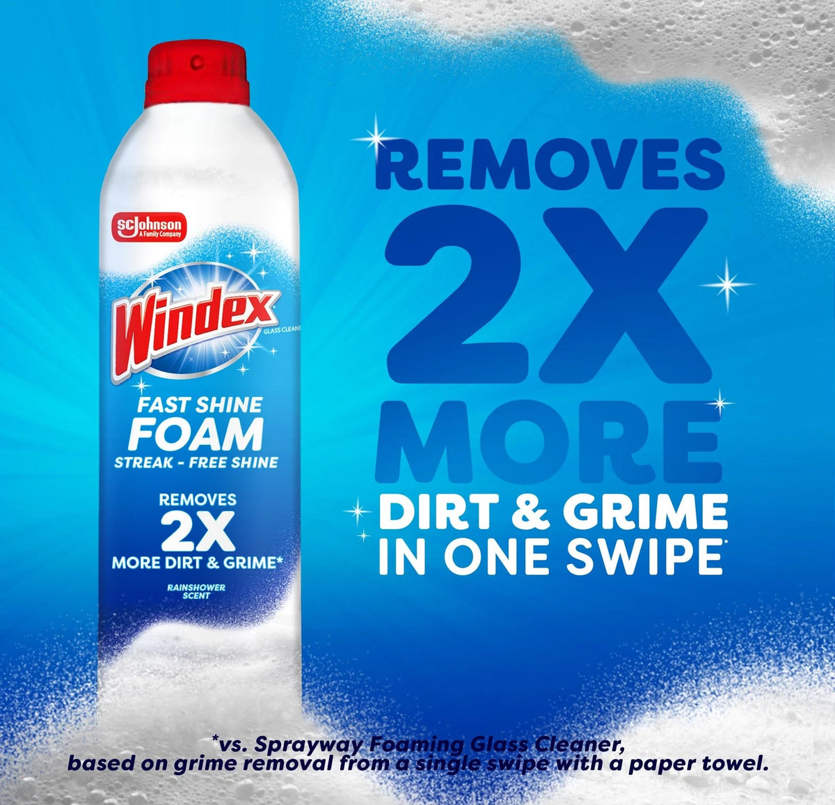 Windex Fast Shine Foam Glass Cleaner for All Vehicles (Pack of 1)