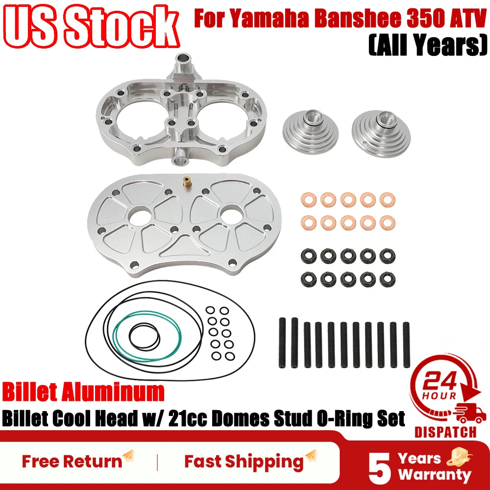 Billet Cool Head for Yamaha Banshee 350 (All Years) 21cc Domes O-rings Studs