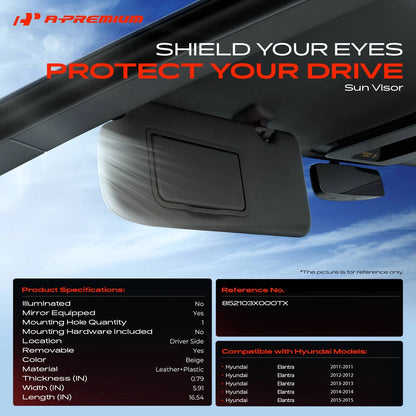 Sun Visor with Mirror for Hyundai Elantra (852103X000TX)