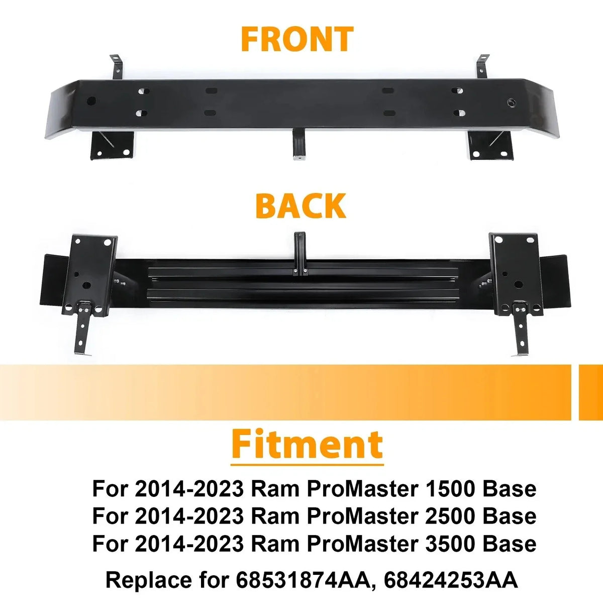 Steel Front Bumper Reinforcement for Ram ProMaster EV/1500/2500/3500 (2014–2026)