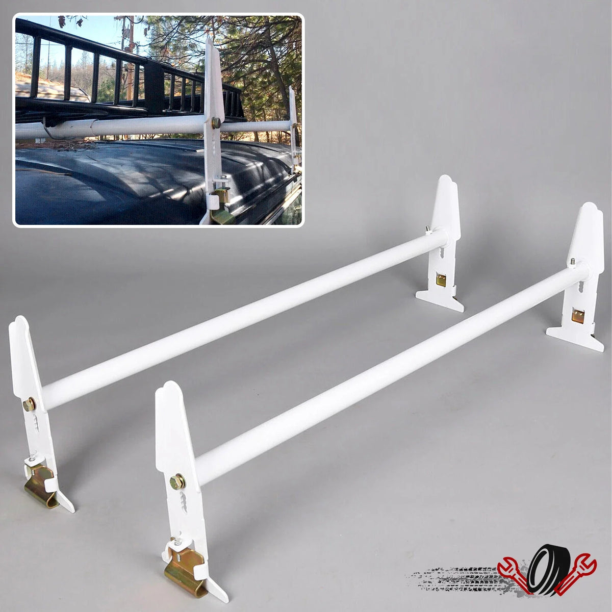2X Van Ladder Roof Racks for Chevy Dodge Ford GMC Express (47"-77")